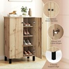 image:imageGiantex Shoe Cabinet with Doors 4Tier Freestanding Shoe Rack Cabinet wVentilated Slatted Doors amp Adjustable Shelves Modern Wooden Shoe Storage Cabinet for Entryway Hallway Closet Living RoomFlatpanel Door