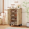 image:imageGiantex Shoe Cabinet with Doors 4Tier Freestanding Shoe Rack Cabinet wVentilated Slatted Doors amp Adjustable Shelves Modern Wooden Shoe Storage Cabinet for Entryway Hallway Closet Living RoomFlatpanel Door