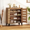 image:imageGiantex Shoe Cabinet with Louvered Doors 4Tier Farmhouse Shoe Rack Cabinet with Adjustable Shelves amp Vent Holes Wooden Shoe Storage Cabinet for Entryway Hallway Closet Bedroom24 x 13 x 28