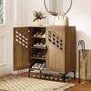 image:imageGiantex Shoe Cabinet 4Tier Wooden Shoe Rack Cabinet with Marble Pattern Doors amp Removable Shelves Freestanding Shoe Storage Cabinet for Entryway Hallway Living RoomHollow Woven Door