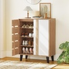 image:imageGiantex Shoe Cabinet with Louvered Doors 4Tier Farmhouse Shoe Rack Cabinet with Adjustable Shelves amp Vent Holes Wooden Shoe Storage Cabinet for Entryway Hallway Closet Bedroom295 x 14 x 375