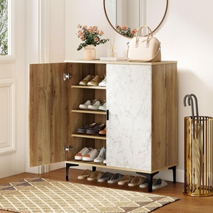 image:imageGiantex Shoe Cabinet 4Tier Wooden Shoe Rack Cabinet with Marble Pattern Doors amp Removable Shelves Freestanding Shoe Storage Cabinet for Entryway Hallway Living RoomMarble Pattern Door