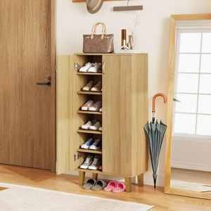 image:imageGiantex Shoe Cabinet with Doors 6Tier 20 Pair Wooden Shoe Rack Organizer Cabinet with Removable Shelves 48 Tall Modern Shoe Storage Cabinet for Entryway Closet Hallway Living Room
