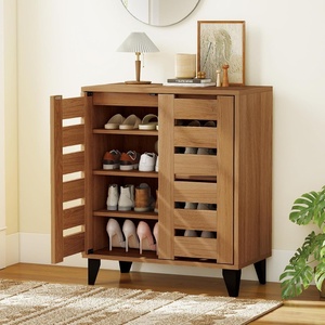 image:imageGiantex Shoe Cabinet with Louvered Doors 4Tier Farmhouse Shoe Rack Cabinet with Adjustable Shelves amp Vent Holes Wooden Shoe Storage Cabinet for Entryway Hallway Closet Bedroom24 x 13 x 28