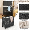 image:imageGiantex Laundry Hamper with Wheels and Lid 33 Gal 125L Wicker Laundry Basket 2 Removable Liner Bags Handles and Pulling Strap Synthetic Rattan Rolling Laundry Hamper Clothes StorageBlack
