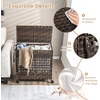 image:imageGiantex Laundry Hamper with Wheels and Lid 33 Gal 125L Wicker Laundry Basket 2 Removable Liner Bags Handles and Pulling Strap Synthetic Rattan Rolling Laundry Hamper Clothes StorageBrown