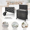 image:imageGiantex Laundry Hamper with Wheels and Lid 33 Gal 125L Wicker Laundry Basket 2 Removable Liner Bags Handles and Pulling Strap Synthetic Rattan Rolling Laundry Hamper Clothes StorageBlack