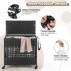 image:imageGiantex Laundry Hamper with Wheels and Lid 33 Gal 125L Wicker Laundry Basket 2 Removable Liner Bags Handles and Pulling Strap Synthetic Rattan Rolling Laundry Hamper Clothes StorageBlack