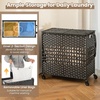 image:imageGiantex Laundry Hamper with Wheels and Lid 33 Gal 125L Wicker Laundry Basket 2 Removable Liner Bags Handles and Pulling Strap Synthetic Rattan Rolling Laundry Hamper Clothes StorageBlack