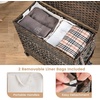 image:imageGiantex Laundry Hamper with Wheels and Lid 33 Gal 125L Wicker Laundry Basket 2 Removable Liner Bags Handles and Pulling Strap Synthetic Rattan Rolling Laundry Hamper Clothes StorageBrown