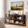 image:imageGiantex TV Stands for Living Room  3Tier Media Console Table with Storage Shelves XShaped Frame 5 Support Legs TV Cabinet for TVs up to 55 Modern Entertainment Center for Living Room Brown