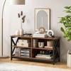 image:imageGiantex TV Stands for Living Room  3Tier Media Console Table with Storage Shelves XShaped Frame 5 Support Legs TV Cabinet for TVs up to 55 Modern Entertainment Center for Living Room Brown