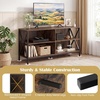 image:imageGiantex TV Stands for Living Room  3Tier Media Console Table with Storage Shelves XShaped Frame 5 Support Legs TV Cabinet for TVs up to 55 Modern Entertainment Center for Living Room Brown