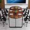 image:imageGiantex 71 Conference Table Large Oval Meeting Table with Cable Management Grommet Sturdy Metal Legs Industrial Business Training Seminar Desk for Office Conference Room Boardroom