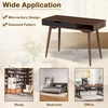 image:imageGiantex Mid Century Modern Desk 425 Vintage Computer Desk with Storage Drawer amp Rubber Wood Legs Makeup Vanity Table Wood Computer Workstation Small Writing Desk for Bedroom Small Space Walnut