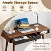 image:imageGiantex Mid Century Modern Desk 425 Vintage Computer Desk with Storage Drawer amp Rubber Wood Legs Makeup Vanity Table Wood Computer Workstation Small Writing Desk for Bedroom Small Space Walnut