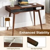 image:imageGiantex Mid Century Modern Desk 425 Vintage Computer Desk with Storage Drawer amp Rubber Wood Legs Makeup Vanity Table Wood Computer Workstation Small Writing Desk for Bedroom Small Space Walnut