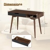 image:imageGiantex Mid Century Modern Desk 425 Vintage Computer Desk with Storage Drawer amp Rubber Wood Legs Makeup Vanity Table Wood Computer Workstation Small Writing Desk for Bedroom Small Space Walnut