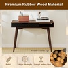image:imageGiantex Mid Century Modern Desk 425 Vintage Computer Desk with Storage Drawer amp Rubber Wood Legs Makeup Vanity Table Wood Computer Workstation Small Writing Desk for Bedroom Small Space Walnut