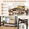 image:imageGiantex Rolling Computer Desk Mobile Portable Desk with Keyboard Tray amp Wheels Laptop PC Table Cart with Shelf amp Hooks Industrial Small Desk for Small Spaces Home Office Bedroom WhiteRustic Brown