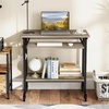 image:imageGiantex Rolling Computer Desk Mobile Portable Desk with Keyboard Tray amp Wheels Laptop PC Table Cart with Shelf amp Hooks Industrial Small Desk for Small Spaces Home Office Bedroom WhiteGrey Oak