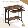 image:imageGiantex Rolling Computer Desk Mobile Portable Desk with Keyboard Tray amp Wheels Laptop PC Table Cart with Shelf amp Hooks Industrial Small Desk for Small Spaces Home Office Bedroom WhiteRustic Brown