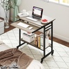 image:imageGiantex Rolling Computer Desk Mobile Portable Desk with Keyboard Tray amp Wheels Laptop PC Table Cart with Shelf amp Hooks Industrial Small Desk for Small Spaces Home Office Bedroom WhiteGrey Oak