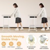 image:imageGiantex Rolling Computer Desk Mobile Portable Desk with Keyboard Tray amp Wheels Laptop PC Table Cart with Shelf amp Hooks Industrial Small Desk for Small Spaces Home Office Bedroom WhiteWhite