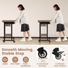 image:imageGiantex Rolling Computer Desk Mobile Portable Desk with Keyboard Tray amp Wheels Laptop PC Table Cart with Shelf amp Hooks Industrial Small Desk for Small Spaces Home Office Bedroom WhiteGrey Oak