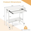 image:imageGiantex Rolling Computer Desk Mobile Portable Desk with Keyboard Tray amp Wheels Laptop PC Table Cart with Shelf amp Hooks Industrial Small Desk for Small Spaces Home Office Bedroom WhiteWhite