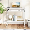 image:imageGiantex Rolling Computer Desk Mobile Portable Desk with Keyboard Tray amp Wheels Laptop PC Table Cart with Shelf amp Hooks Industrial Small Desk for Small Spaces Home Office Bedroom WhiteWhite