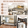 image:imageGiantex Rolling Computer Desk Mobile Portable Desk with Keyboard Tray amp Wheels Laptop PC Table Cart with Shelf amp Hooks Industrial Small Desk for Small Spaces Home Office Bedroom WhiteGrey Oak