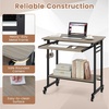 image:imageGiantex Rolling Computer Desk Mobile Portable Desk with Keyboard Tray amp Wheels Laptop PC Table Cart with Shelf amp Hooks Industrial Small Desk for Small Spaces Home Office Bedroom WhiteGrey Oak