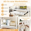 image:imageGiantex Rolling Computer Desk Mobile Portable Desk with Keyboard Tray amp Wheels Laptop PC Table Cart with Shelf amp Hooks Industrial Small Desk for Small Spaces Home Office Bedroom WhiteWhite