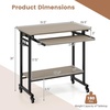 image:imageGiantex Rolling Computer Desk Mobile Portable Desk with Keyboard Tray amp Wheels Laptop PC Table Cart with Shelf amp Hooks Industrial Small Desk for Small Spaces Home Office Bedroom WhiteGrey Oak