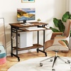 image:imageGiantex Rolling Computer Desk Mobile Portable Desk with Keyboard Tray amp Wheels Laptop PC Table Cart with Shelf amp Hooks Industrial Small Desk for Small Spaces Home Office Bedroom WhiteRustic Brown