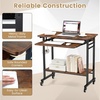 image:imageGiantex Rolling Computer Desk Mobile Portable Desk with Keyboard Tray amp Wheels Laptop PC Table Cart with Shelf amp Hooks Industrial Small Desk for Small Spaces Home Office Bedroom WhiteRustic Brown