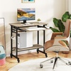 image:imageGiantex Rolling Computer Desk Mobile Portable Desk with Keyboard Tray amp Wheels Laptop PC Table Cart with Shelf amp Hooks Industrial Small Desk for Small Spaces Home Office Bedroom WhiteGrey Oak