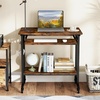 image:imageGiantex Rolling Computer Desk Mobile Portable Desk with Keyboard Tray amp Wheels Laptop PC Table Cart with Shelf amp Hooks Industrial Small Desk for Small Spaces Home Office Bedroom WhiteRustic Brown