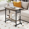 image:imageGiantex Rolling Computer Desk Mobile Portable Desk with Keyboard Tray amp Wheels Laptop PC Table Cart with Shelf amp Hooks Industrial Small Desk for Small Spaces Home Office Bedroom WhiteGrey Oak