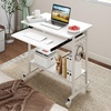 image:imageGiantex Rolling Computer Desk Mobile Portable Desk with Keyboard Tray amp Wheels Laptop PC Table Cart with Shelf amp Hooks Industrial Small Desk for Small Spaces Home Office Bedroom WhiteWhite