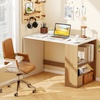 image:imageGiantex Small Desk with Bookshelf 44 Inch Modern Computer Desk for Small Spaces Laptop PC Desk Vanity Table for Bedroom Study Writing Desk for Home Office WhiteNaturalWhitenatural