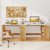 image:imageGiantex Small Desk with Bookshelf 44 Inch Modern Computer Desk for Small Spaces Laptop PC Desk Vanity Table for Bedroom Study Writing Desk for Home Office WhiteNaturalWhitenatural