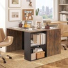 image:imageGiantex Small Desk with Bookshelf 44 Inch Modern Computer Desk for Small Spaces Laptop PC Desk Vanity Table for Bedroom Study Writing Desk for Home Office WhiteNaturalBlackrustic Brown