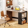 image:imageGiantex Small Desk with Bookshelf 44 Inch Modern Computer Desk for Small Spaces Laptop PC Desk Vanity Table for Bedroom Study Writing Desk for Home Office WhiteNaturalBlackrustic Brown