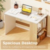image:imageGiantex Small Desk with Bookshelf 44 Inch Modern Computer Desk for Small Spaces Laptop PC Desk Vanity Table for Bedroom Study Writing Desk for Home Office WhiteNaturalWhitenatural