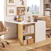 image:imageGiantex Small Desk with Bookshelf 44 Inch Modern Computer Desk for Small Spaces Laptop PC Desk Vanity Table for Bedroom Study Writing Desk for Home Office WhiteNaturalWhitenatural
