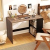 image:imageGiantex Small Desk with Bookshelf 44 Inch Modern Computer Desk for Small Spaces Laptop PC Desk Vanity Table for Bedroom Study Writing Desk for Home Office WhiteNaturalBlackrustic Brown