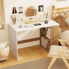 image:imageGiantex Small Desk with Bookshelf 44 Inch Modern Computer Desk for Small Spaces Laptop PC Desk Vanity Table for Bedroom Study Writing Desk for Home Office WhiteNaturalWhitenatural