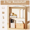 image:imageGiantex Small Desk with Bookshelf 44 Inch Modern Computer Desk for Small Spaces Laptop PC Desk Vanity Table for Bedroom Study Writing Desk for Home Office WhiteNaturalWhitenatural